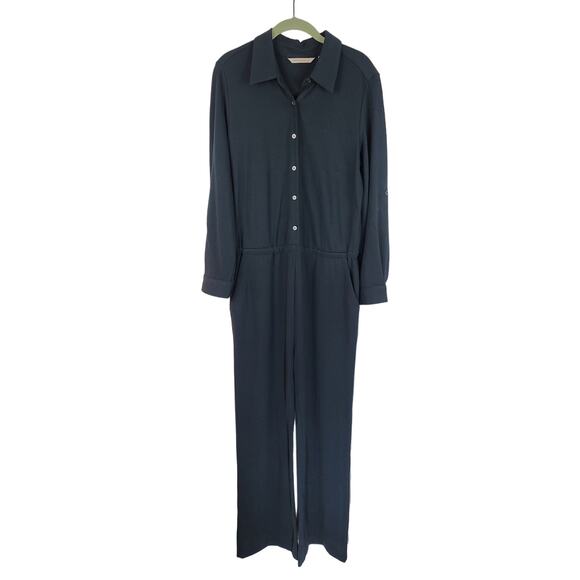 SOFT SURROUNDINGS Weekend Jumpsuit Ponte Jersey Wide Leg Black M - Picture 1 of 6